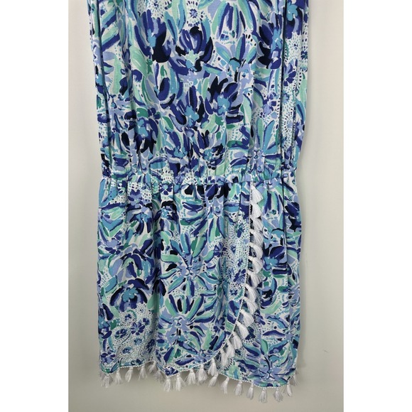 Lilly Pulitzer Jarrett Romper Iris Blue W/ Tassels Beach Vacation Resort Size XS - Picture 5 of 13